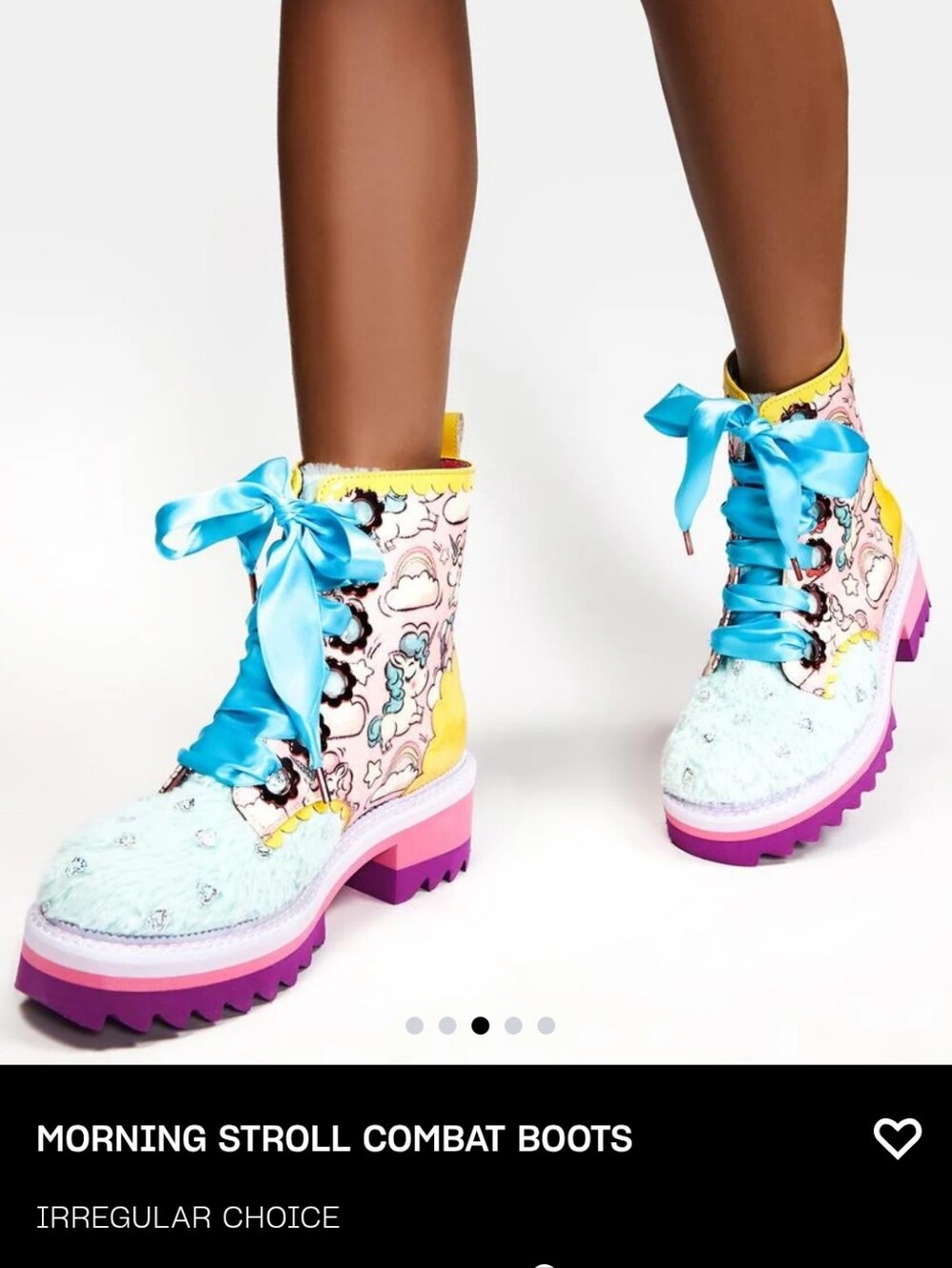 'Morning Stroll' Unicorn Lace-Up Boots - Fuzzy with Glitter! Size 42 (Size 11) - Picture 3 of 11